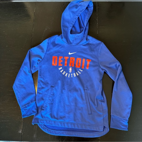 Nike XS Detroit Basketball NBA Blue and Red Hoodie Sweatshirt Sports Pullover - Picture 1 of 9